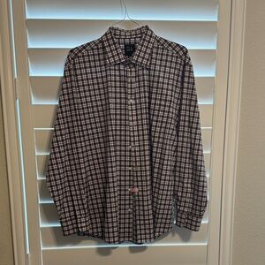 Jos. A. Bank Burgandy and White Checkered Shirt